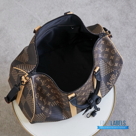 LV x Nigo Keepall Bandoulière 50 (Brown Monogram and Giant Damier Ebene Coated Canvas)