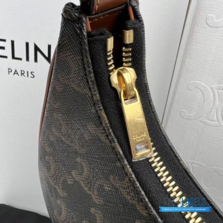 CELINE Ava Bag Medium (Tan Triomphe Canvas & Calfskin)