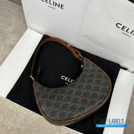 CELINE Ava Bag Medium (Tan Triomphe Canvas & Calfskin)