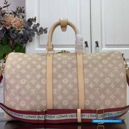LV Keepall Bandoulière 45 (Beige Meowgram Coated Canvas)