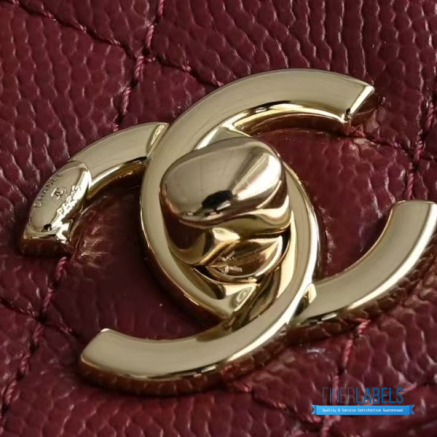 Chanel Mini Coco Handle Flap Bag (Burgundy Quilted Caviar Leather)