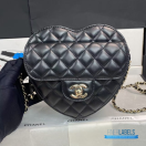 CHANEL CC In Love Heart Bag Large (Black Quilted Lambskin)