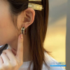 Christian Dior Night Code Hoop Earrings One Size (Gold-Finish Metal, Black Lacquer & White Crystals)