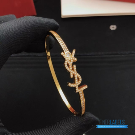 YSL Opyum Monogram Crystal Bangle One Size (Gold Brass & Strass)