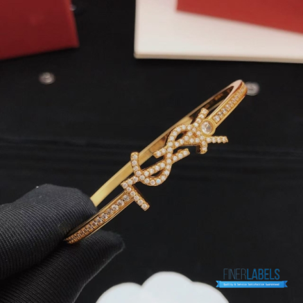 YSL Opyum Monogram Crystal Bangle One Size (Gold Brass & Strass)