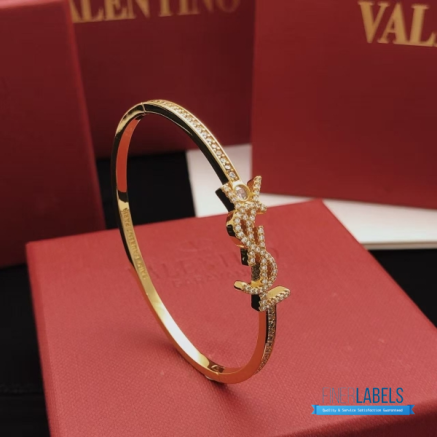 YSL Opyum Monogram Crystal Bangle One Size (Gold Brass & Strass)