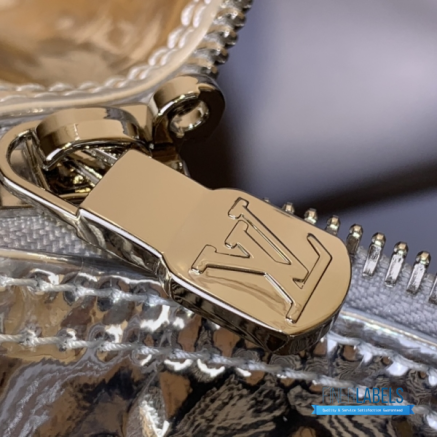 LV Keepall Bandoulière 50 (Silver Monogram Mirror Coated Canvas)