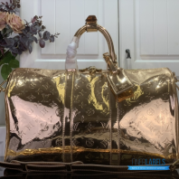LV Keepall Bandoulière 45 (Copper Monogram Miroir Coated Canvas)