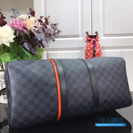 LV Keepall Bandoulière 45 (Damier Cobalt Race Canvas / Blue & Orange)
