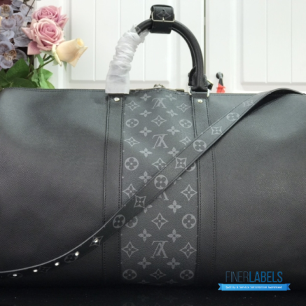 LV Keepall Bandoulière 50 (Black Taiga Leather & Monogram Eclipse Coated Canvas)