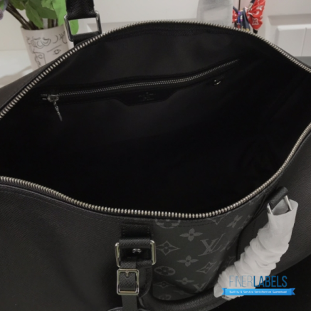 LV Keepall Bandoulière 50 (Black Taiga Leather & Monogram Eclipse Coated Canvas)