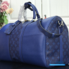 LV Keepall Bandoulière 50 (Pacific Blue Taiga Leather & Monogram Canvas)
