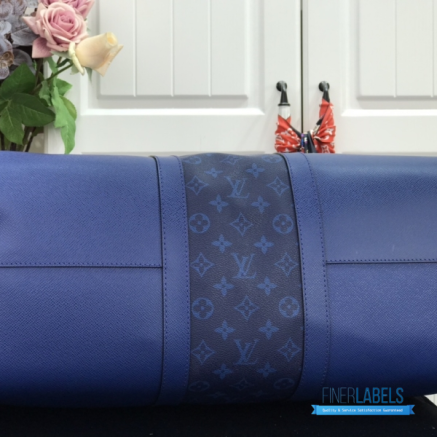 LV Keepall Bandoulière 50 (Pacific Blue Taiga Leather & Monogram Canvas)