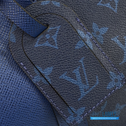 LV Keepall Bandoulière 50 (Pacific Blue Taiga Leather & Monogram Canvas)
