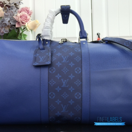 LV Keepall Bandoulière 50 (Pacific Blue Taiga Leather & Monogram Canvas)