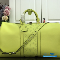 LV Keepall Bandoulière 50 (Neon Yellow Taigarama Leather and Monogram Canvas)