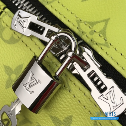 LV Keepall Bandoulière 50 (Neon Yellow Taigarama Leather and Monogram Canvas)