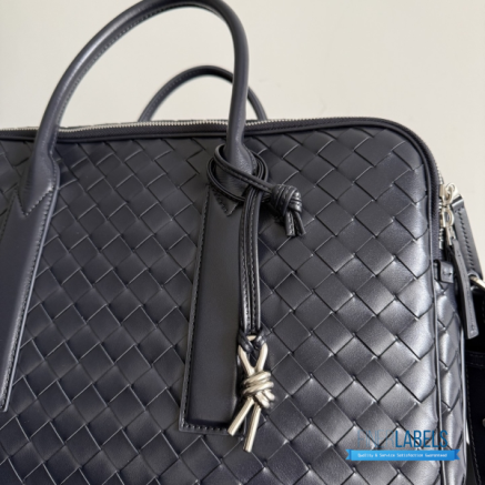 BV Briefcase One Size (Black Intrecciato Calfskin Leather)