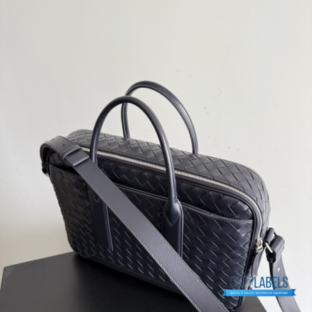 BV Briefcase One Size (Black Intrecciato Calfskin Leather)