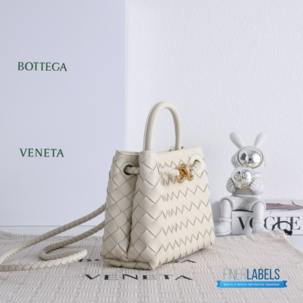 BV Mini Andiamo Bag (Chalk/Sea Salt Intrecciato Lambskin Leather)