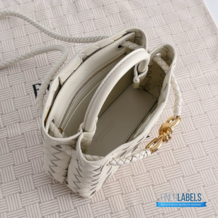 BV Mini Andiamo Bag (Chalk/Sea Salt Intrecciato Lambskin Leather)