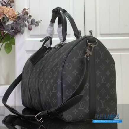 LV Keepall Bandoulière 45 (Black/Grey Monogram Eclipse Coated Canvas)