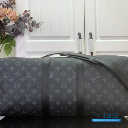 LV Keepall Bandoulière 45 (Black/Grey Monogram Eclipse Coated Canvas)