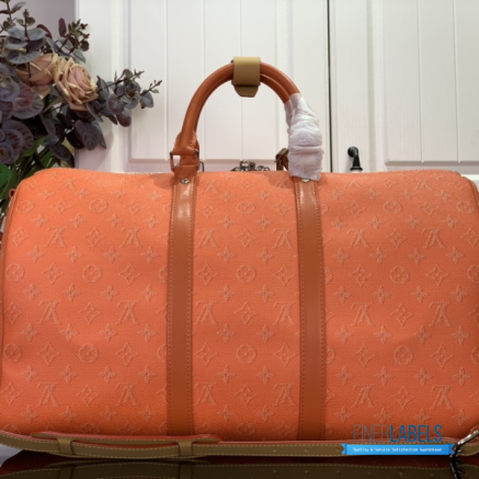 LV Keepall Bandoulière 50 Monogram Heritage (Caramel Orange Monogram Coated Canvas)