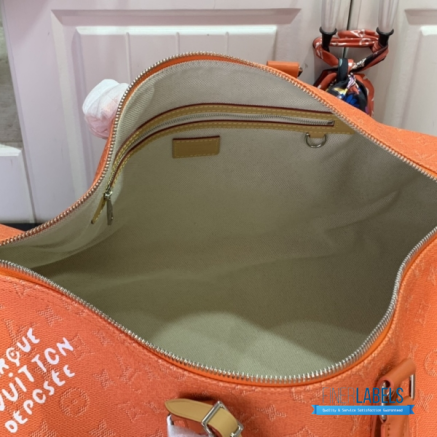 LV Keepall Bandoulière 50 Monogram Heritage (Caramel Orange Monogram Coated Canvas)