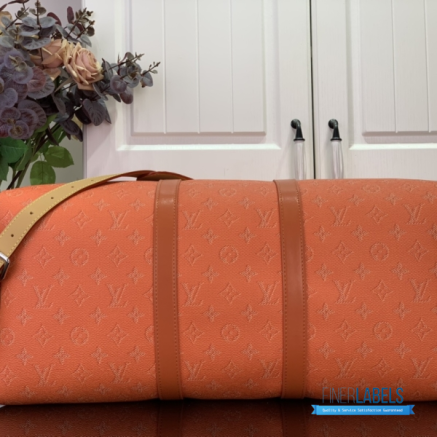 LV Keepall Bandoulière 50 Monogram Heritage (Caramel Orange Monogram Coated Canvas)