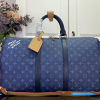 LV Keepall Bandoulière 50 (Ocean Blue Monogram Heritage Canvas)