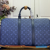 LV Keepall Bandoulière 50 (Ocean Blue Monogram Heritage Canvas)