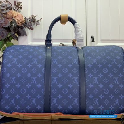 LV Keepall Bandoulière 50 (Ocean Blue Monogram Heritage Canvas)
