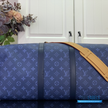 LV Keepall Bandoulière 50 (Ocean Blue Monogram Heritage Canvas)