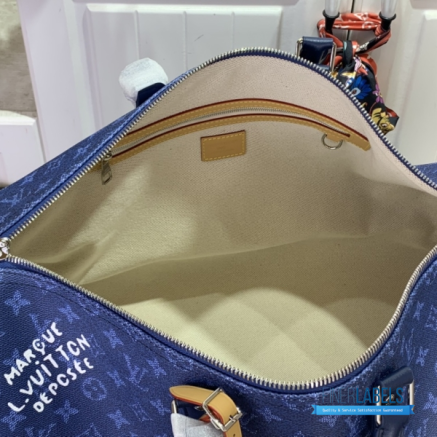 LV Keepall Bandoulière 50 (Ocean Blue Monogram Heritage Canvas)