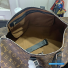 LV Keepall Bandoulière 45 (Brown Monogram Macassar Canvas & Black Leather)