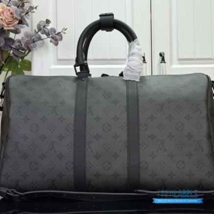 LV Keepall Bandoulière 45 (Black/Grey Monogram Eclipse Coated Canvas)