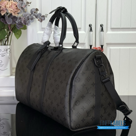 LV Keepall Bandoulière 45 (Black/Grey Monogram Eclipse Coated Canvas)