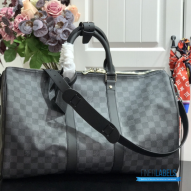 LV Keepall Bandoulière 45 (Damier Graphite Coated Canvas)
