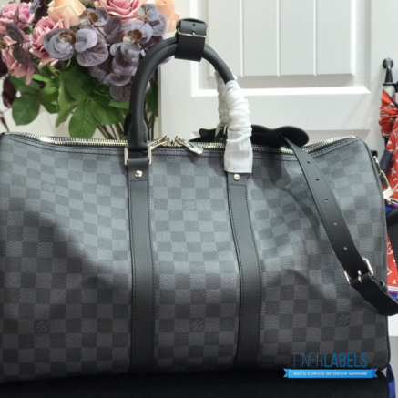 LV Keepall Bandoulière 45 (Damier Graphite Coated Canvas)