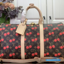 LV x Takashi Murakami Cherry Keepall Bandoulière 45 (Brown Monogram Canvas / Vachetta Leather)