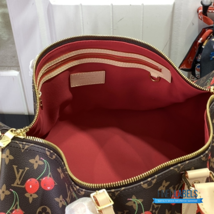 LV x Takashi Murakami Cherry Keepall Bandoulière 45 (Brown Monogram Canvas / Vachetta Leather)
