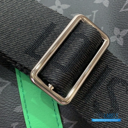 Louis Vuitton Keepall Bandoulière 50 (Monogram Eclipse Canvas & Bright Green Leather)
