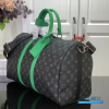Louis Vuitton Keepall Bandoulière 50 (Monogram Eclipse Canvas & Bright Green Leather)