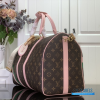 LV Keepall Bandoulière 45 (Brown Monogram Canvas with Pink Leather Trim)