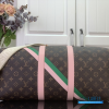 LV Keepall Bandoulière 45 (Brown Monogram Canvas with Pink Leather Trim)