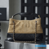Chanel Small Shopping Bag (Beige & Black Suede Calfskin & Shiny Lambskin)