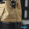 Chanel Small Shopping Bag (Beige & Black Suede Calfskin & Shiny Lambskin)