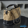 Chanel Small Shopping Bag (Beige & Black Suede Calfskin & Shiny Lambskin)