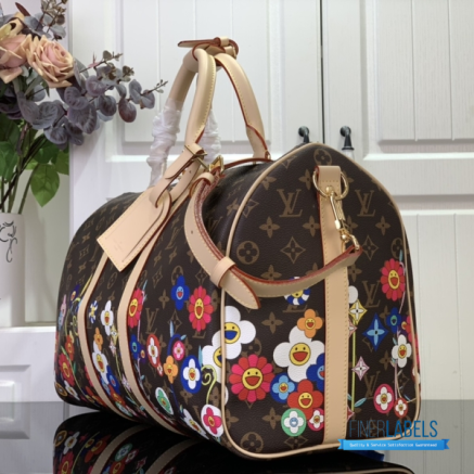 LV x Takashi Murakami Keepall Bandoulière 45 (Brown Multicolor Monogram Coated Canvas)